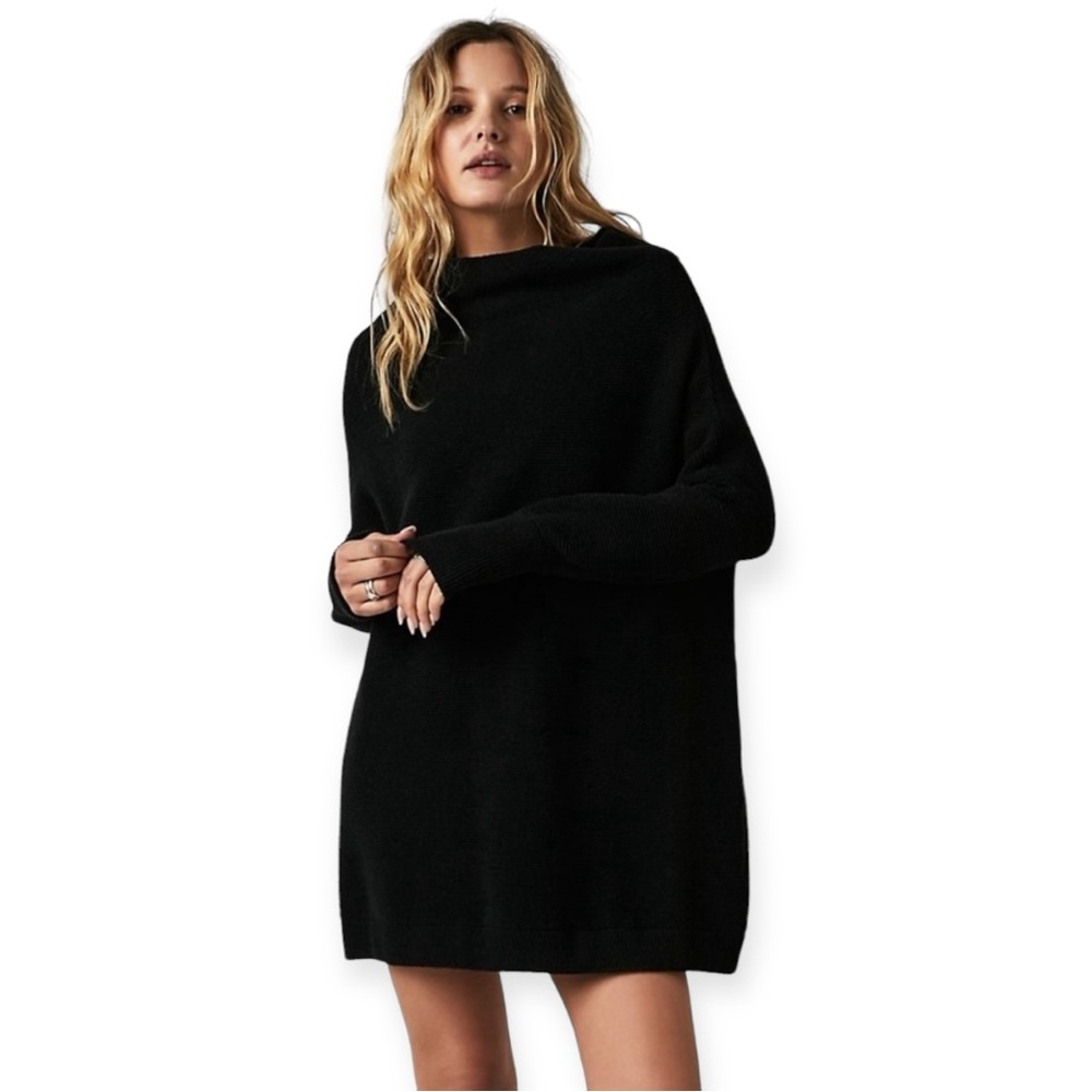 Free People Ottoman Slouchy Mock Neck Pullover Sweater Turtleneck Black Sz: S/P